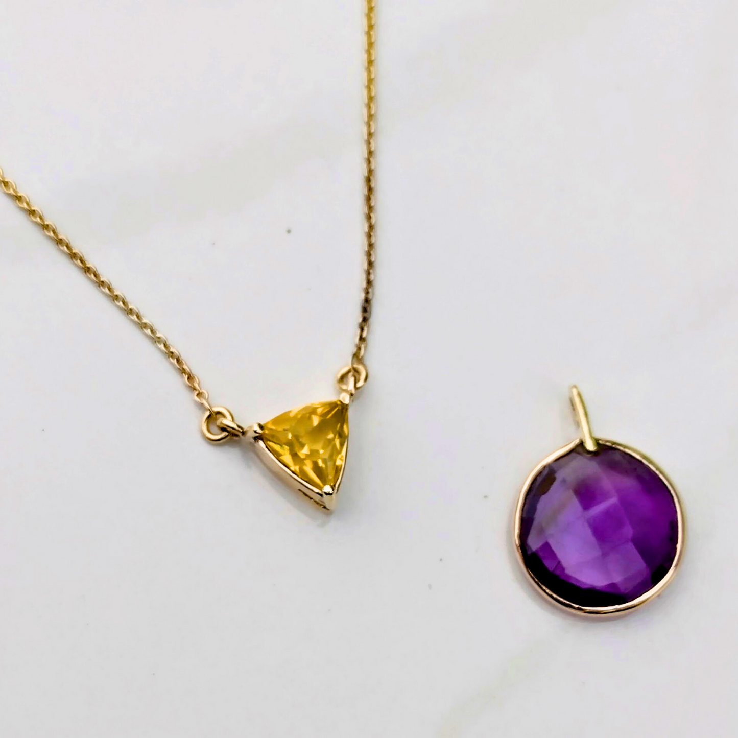 Amethyst and fire opal gold necklace