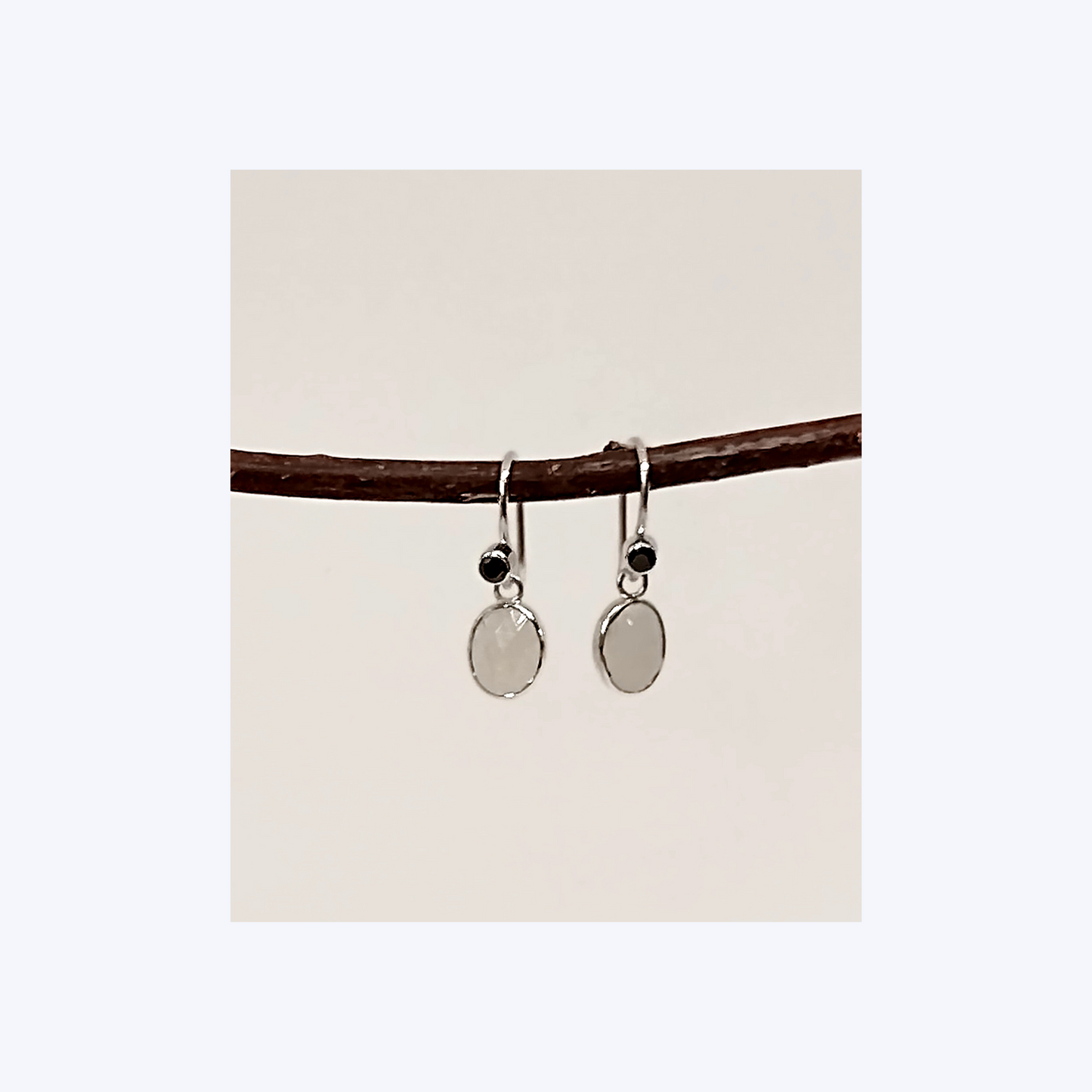 Moonstone and swaroski crystal sterling silver earrings