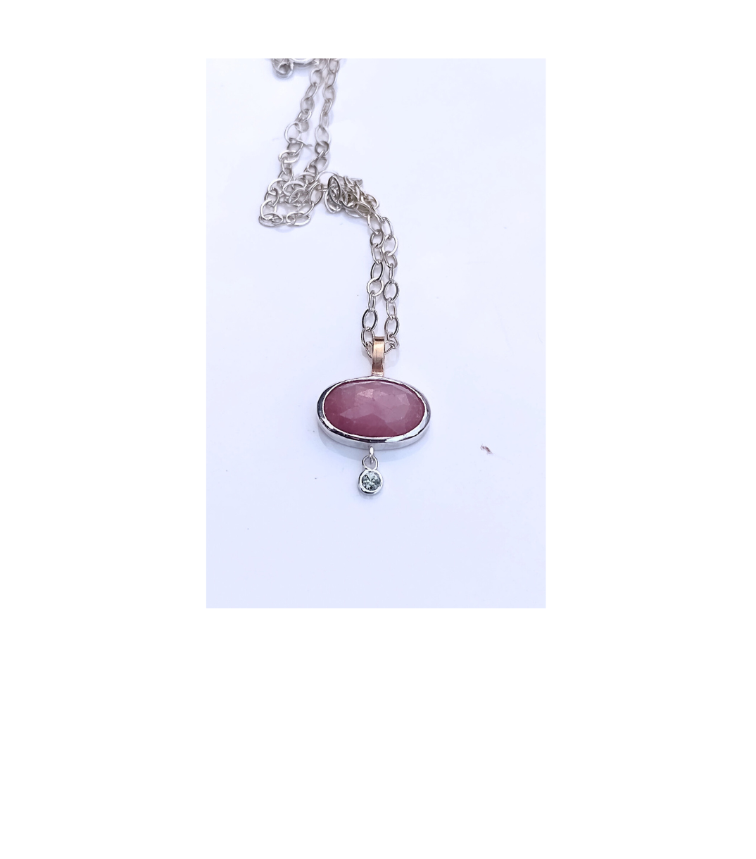 Pink & Green Sapphire Adjustable Silver Necklace