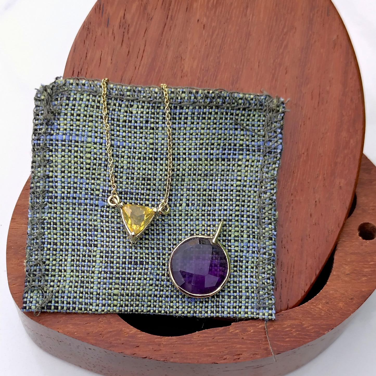 Amethyst and fire opal gold necklace