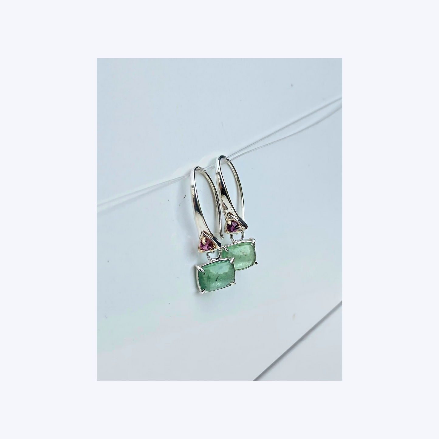 kyanite and rhodolite garnet earrings