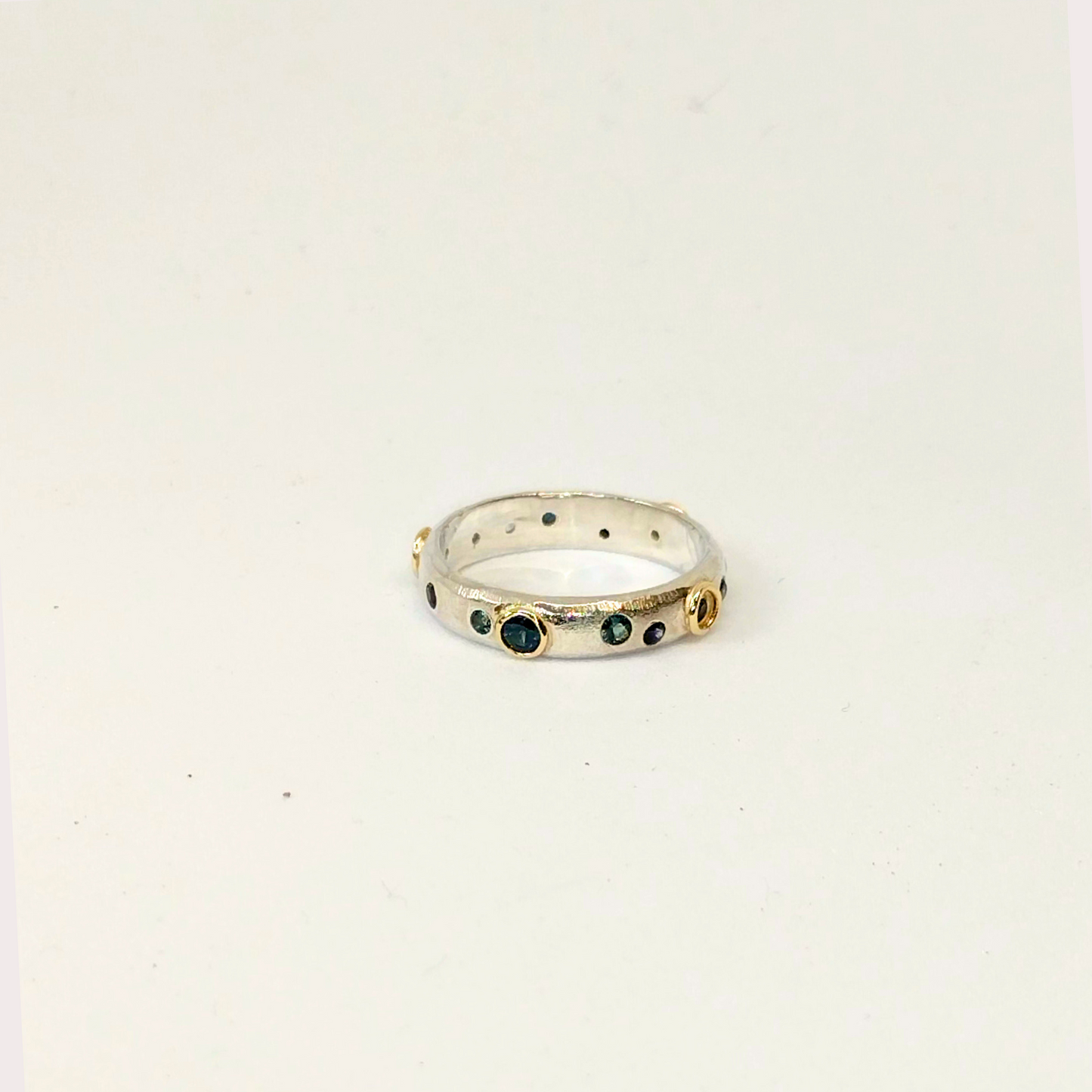 Sapphire sterling silver and 9K gold ring size R1/2