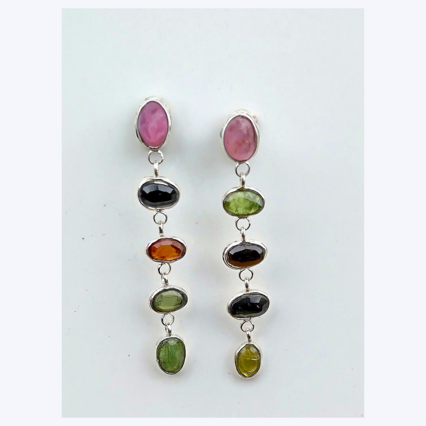 multicolour tourmaline dangle earrings