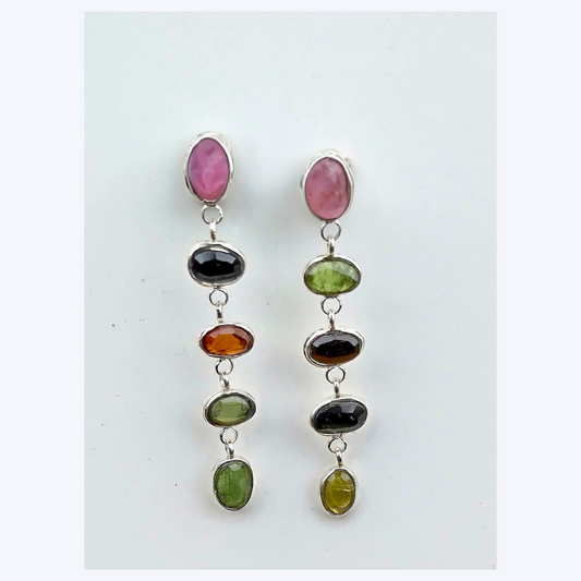 multicolour tourmaline dangle earrings