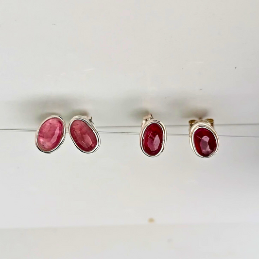 pink tourmaline studs