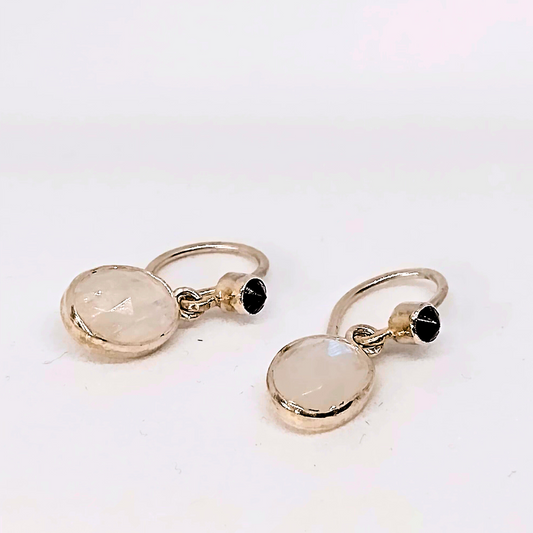Moonstone and swaroski crystal sterling silver earrings