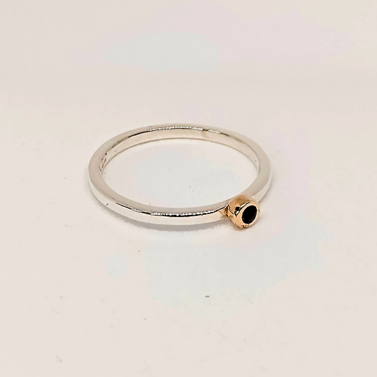 Sapphire sterling silver and gold stacker ring