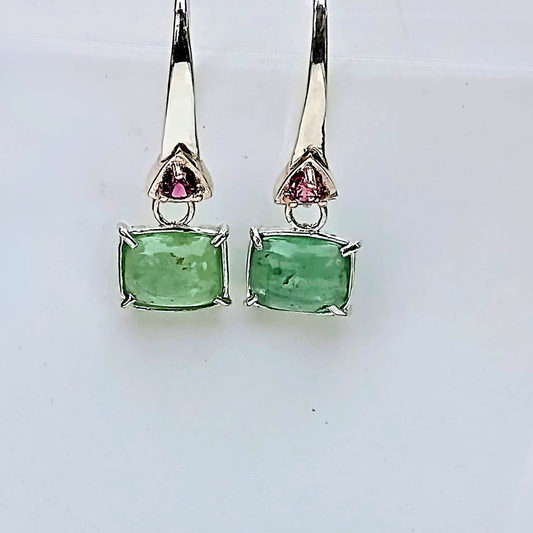 kyanite and rhodolite garnet earrings