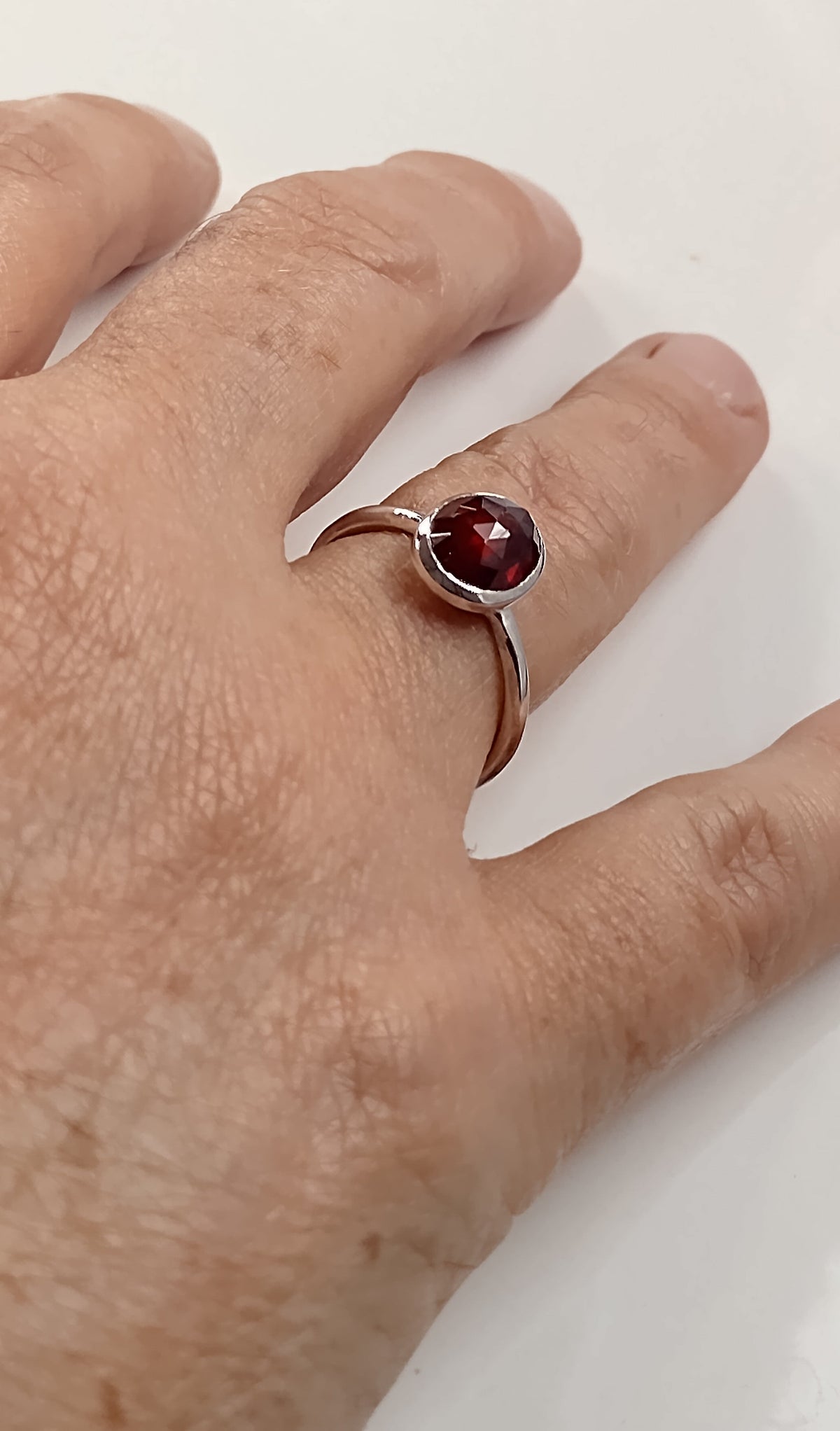 Red Garnet Sterling Silver Ring