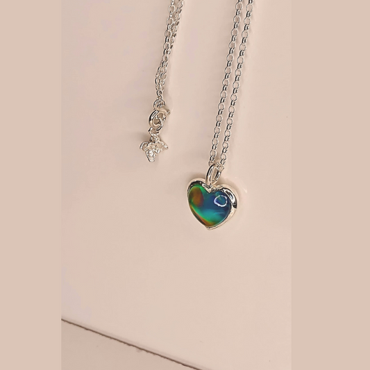 Opal Heart Necklace — Sterling Silver