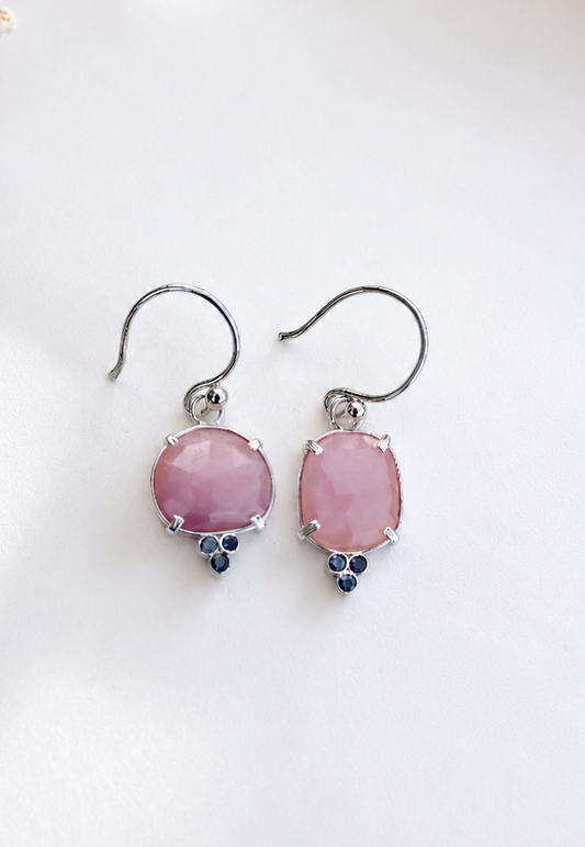 Pink & blue sapphire earrings