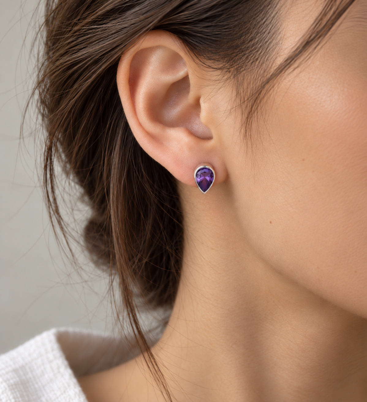 Amethyst Drop Stud Earrings