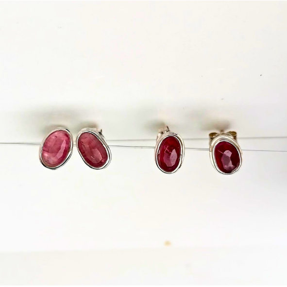 Pink Tourmaline Stud Earrings