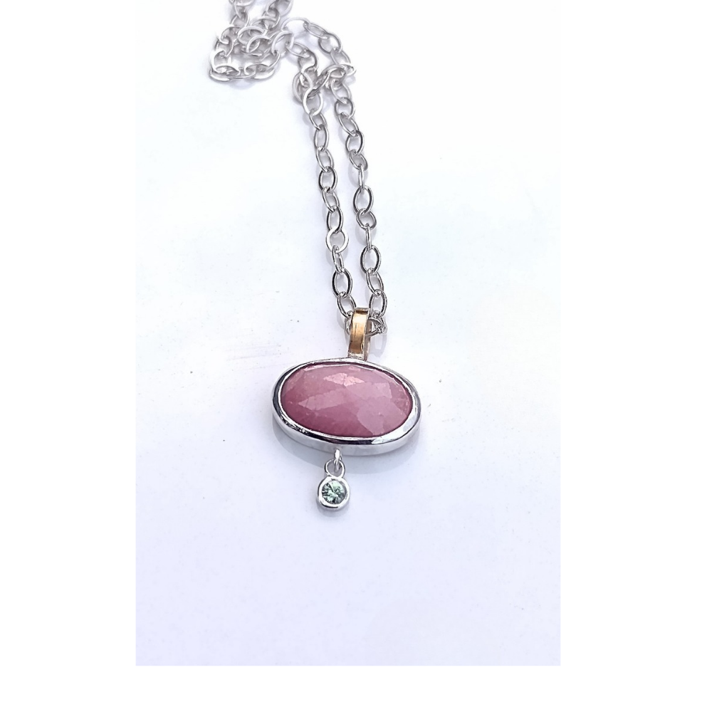 Pink & Green Sapphire Necklace