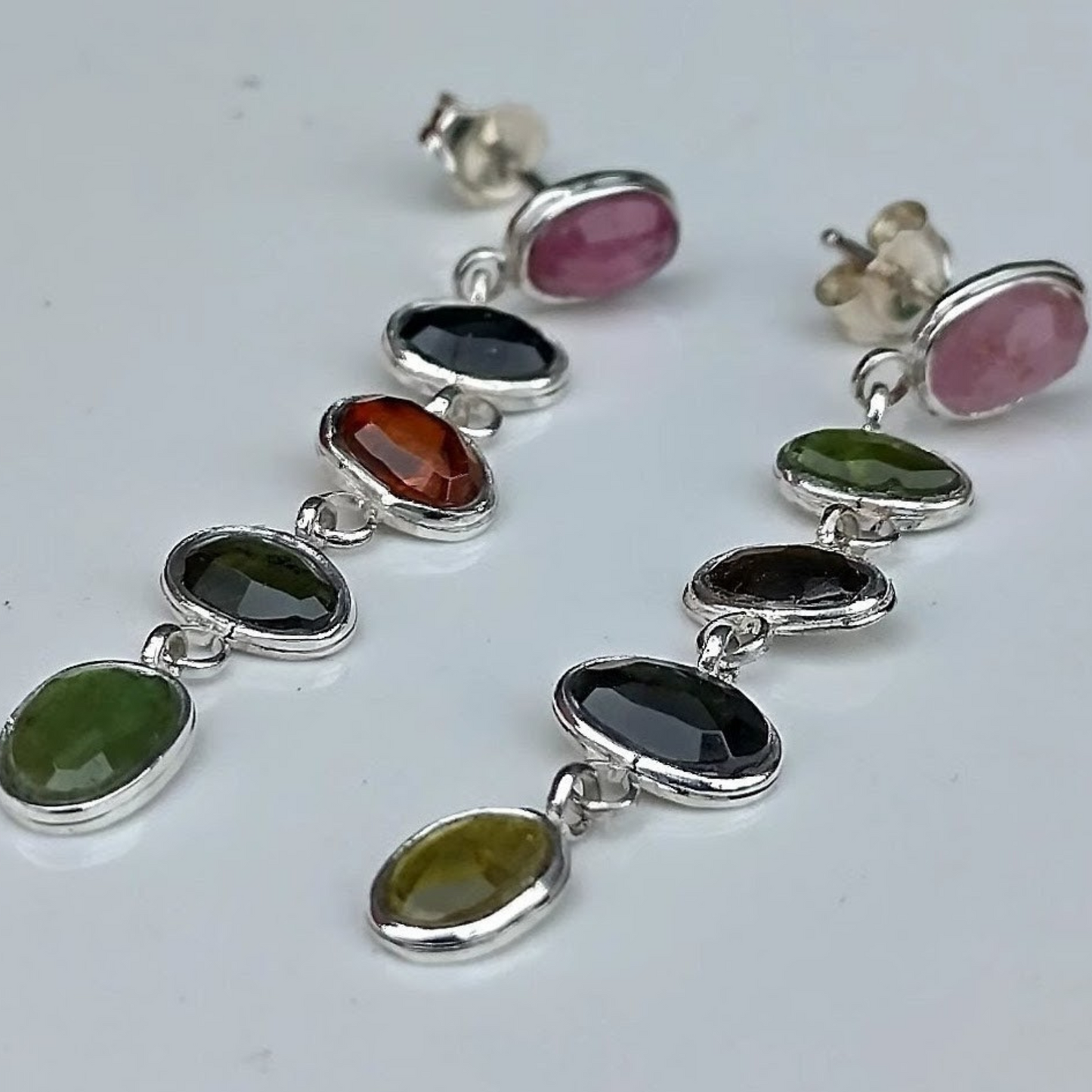 multicolour tourmaline dangle earrings